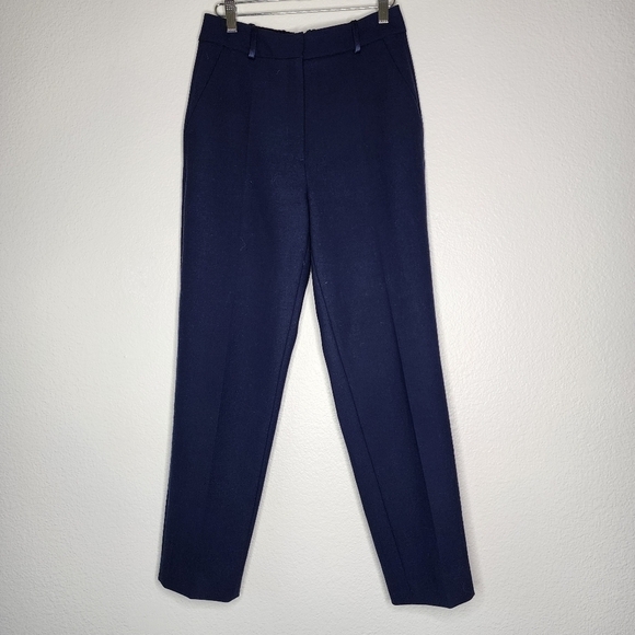 The Fold Navy Clever Crepe Slim-Leg Trousers - Picture 3 of 6